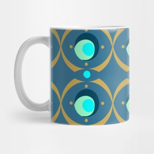 Beads and Scallops Repeat Gold on Electric Blue Mug